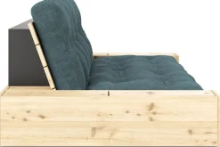 Canapé convertible avec rangement en pin et matelas paleblue 244x110x72 cm Base - Karup Design