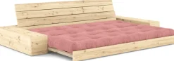 Canapé convertible avec rangement en pin et matelas rose sorbet 244x110x72 cm Base - Karup Design