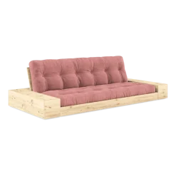Canapé convertible avec rangement en pin et matelas rose sorbet 244x110x72 cm Base - Karup Design
