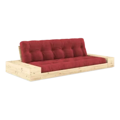 Canapé convertible avec rangement en pin et matelas rouge rubis 244x110x72 cm Base - Karup Design