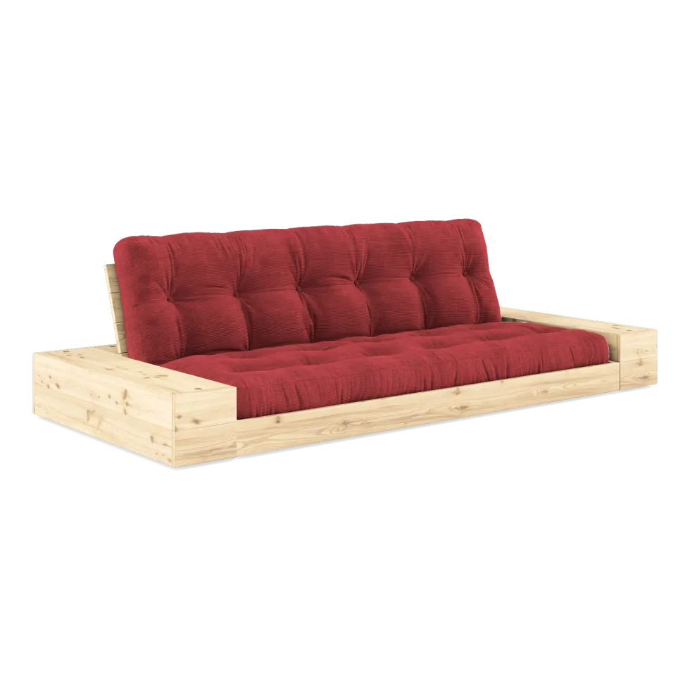 Canapé convertible avec rangement en pin et matelas rouge rubis 244x110x72 cm Base - Karup Design