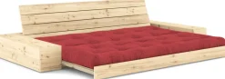 Canapé convertible avec rangement en pin et matelas rouge rubis 244x110x72 cm Base - Karup Design