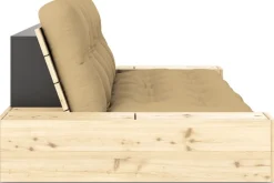 Canapé convertible avec rangement en pin et matelas wheat beige 244x110x72 cm Base - Karup Design
