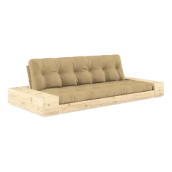 Canapé convertible avec rangement en pin et matelas wheat beige 244x110x72 cm Base - Karup Design