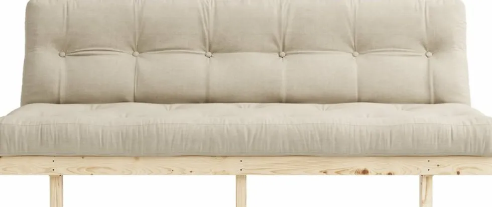 Canapé convertible en bois de pin et matelas beige 100x190cm Lean - Karup Design
