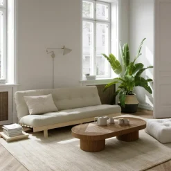 Canapé convertible en bois de pin et matelas beige 100x190cm Lean - Karup Design