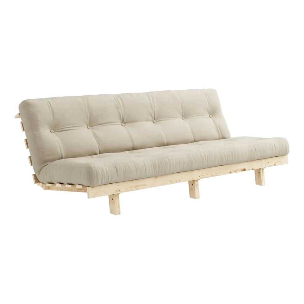 Canapé convertible en bois de pin et matelas beige 100x190cm Lean - Karup Design