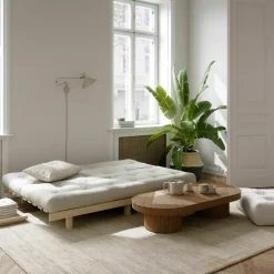 Canapé convertible en bois de pin et matelas gris 100x190cm Lean - Karup Design