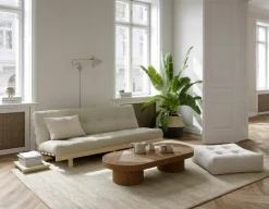 Canapé convertible en bois de pin et matelas ivoire 100x190cm Lean - Karup Design