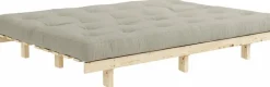 Canapé convertible en bois de pin et matelas lin 100x190cm Lean - Karup Design
