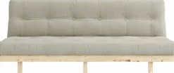 Canapé convertible en bois de pin et matelas lin 100x190cm Lean - Karup Design