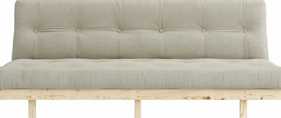 Canapé convertible en bois de pin et matelas lin 100x190cm Lean - Karup Design