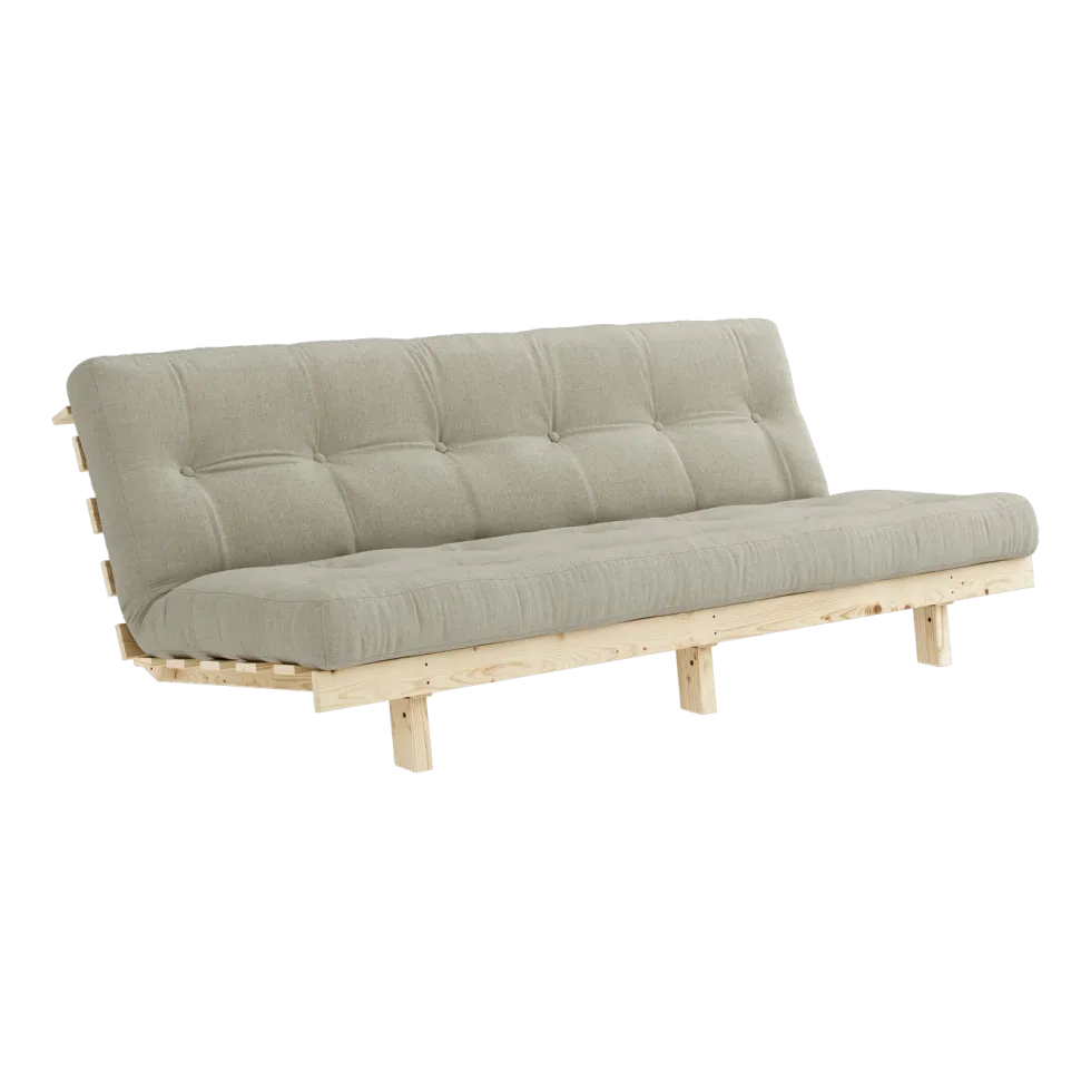 Canapé convertible en bois de pin et matelas lin 100x190cm Lean - Karup Design