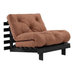Canapé convertible en bois de pin noir laqué et matelas argile 90x200cm Roots 90 - Karup Design