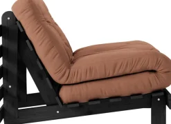 Canapé convertible en bois de pin noir laqué et matelas argile 90x200cm Roots 90 - Karup Design