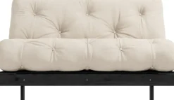 Canapé convertible en bois de pin noir laqué et matelas beige 140x200cm Roots 140 - Karup Design
