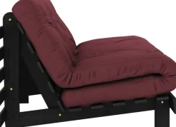 Canapé convertible en bois de pin noir laqué et matelas bordeaux 160x200cm Roots 160 - Karup Design