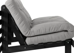 Canapé convertible en bois de pin noir laqué et matelas gris 140x200cm Roots 140 - Karup Design
