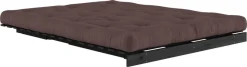 Canapé convertible en bois de pin noir laqué et matelas marron 160x200cm Roots 160 - Karup Design