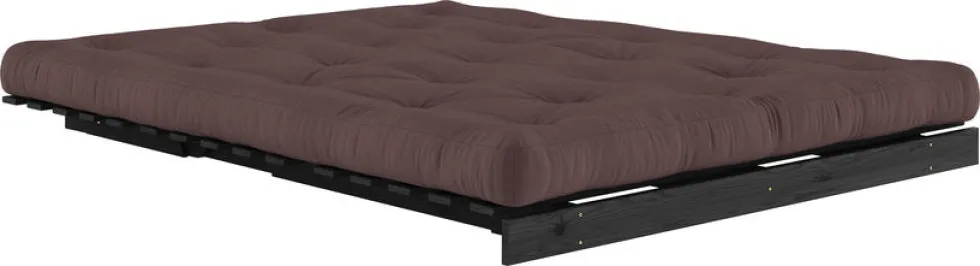 Canapé convertible en bois de pin noir laqué et matelas marron 160x200cm Roots 160 - Karup Design