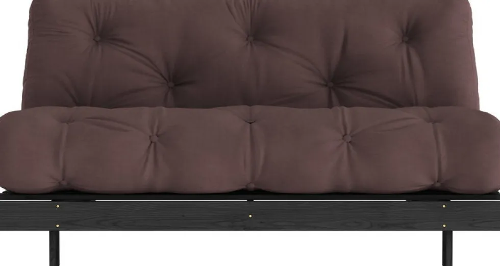 Canapé convertible en bois de pin noir laqué et matelas marron 160x200cm Roots 160 - Karup Design