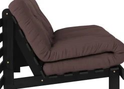 Canapé convertible en bois de pin noir laqué et matelas marron 160x200cm Roots 160 - Karup Design