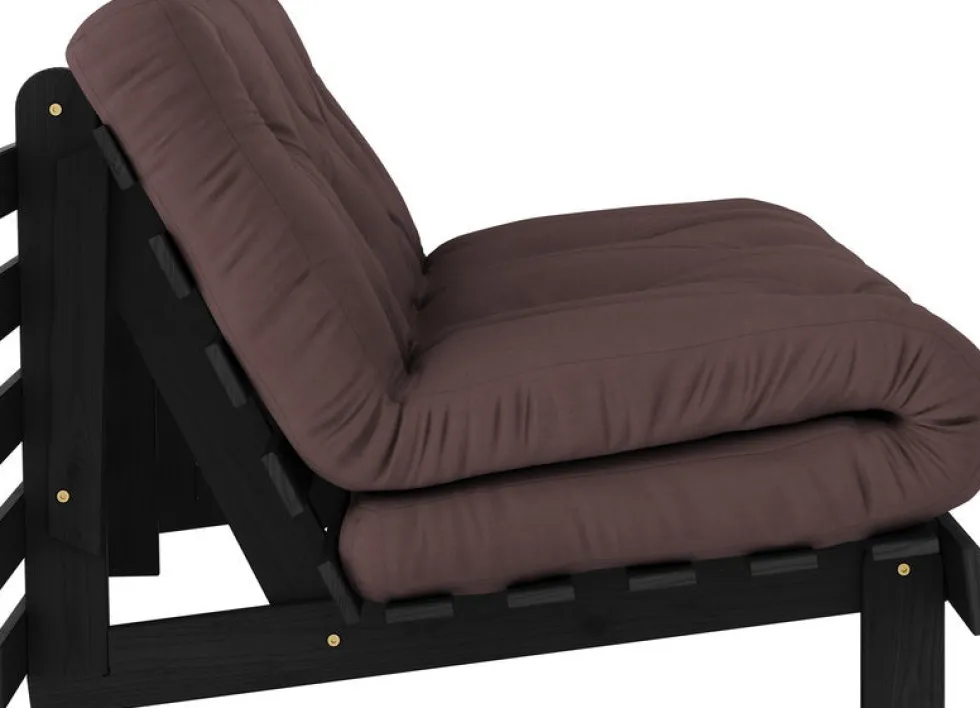 Canapé convertible en bois de pin noir laqué et matelas marron 160x200cm Roots 160 - Karup Design