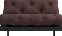 Canapé convertible en bois de pin noir laqué et matelas marron 140x200cm Roots 140 - Karup Design