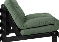 Canapé convertible en bois noir laqué et matelas vert olive 140x200cm Roots 140 - Karup Design