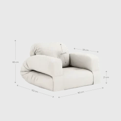 Canapé convertible en lin 90x122x66cm Hippo - Karup Design