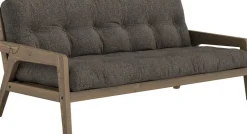 Canapé convertible en pin foncé avec son matelas futon mellow brown Grab - Karup Design