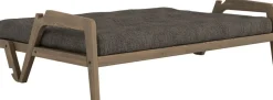 Canapé convertible en pin foncé avec son matelas futon mellow brown Grab - Karup Design