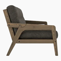 Canapé convertible en pin foncé avec son matelas futon mellow brown Grab - Karup Design