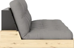 Canapé convertible en pin laqué dossier noir et matelas gris 196x110x72 cm Base - Karup Design