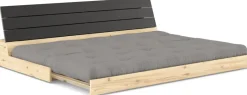 Canapé convertible en pin laqué dossier noir et matelas gris 196x110x72 cm Base - Karup Design
