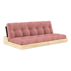 Canapé convertible en pin laqué dossier noir et matelas rose sorbet 196x110x72cm Base - Karup Design