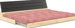 Canapé convertible en pin laqué dossier noir et matelas rose sorbet 196x110x72cm Base - Karup Design