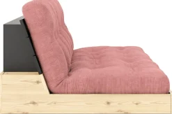 Canapé convertible en pin laqué dossier noir et matelas rose sorbet 196x110x72cm Base - Karup Design