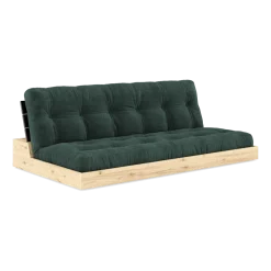 Canapé convertible en pin laqué dossier noir et matelas seaweed 196x110x72 cm Base - Karup Design