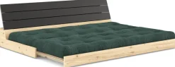 Canapé convertible en pin laqué dossier noir et matelas seaweed 196x110x72 cm Base - Karup Design