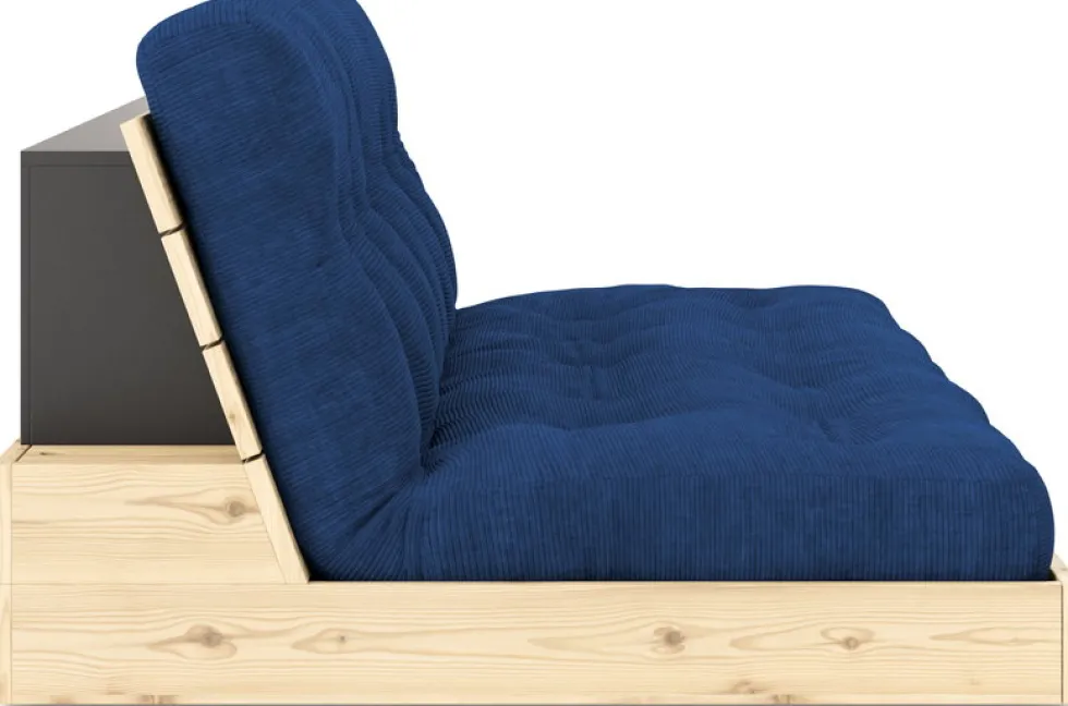 Canapé convertible en pin naturel laqué et matelas bleu royal 196x110x72 cm Base - Karup Design