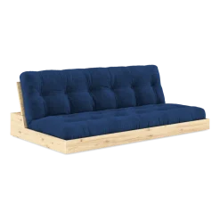 Canapé convertible en pin naturel laqué et matelas bleu royal 196x110x72 cm Base - Karup Design