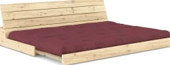 Canapé convertible en pin naturel laqué et matelas bordeaux 196x110x72 cm Base - Karup Design
