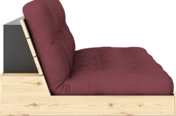 Canapé convertible en pin naturel laqué et matelas bordeaux 196x110x72 cm Base - Karup Design