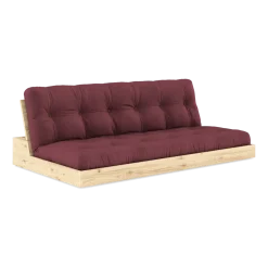 Canapé convertible en pin naturel laqué et matelas bordeaux 196x110x72 cm Base - Karup Design