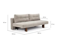 Canapé convertible en polyester beige et pied en chêne foncé 202x65cm Eilis - Innovation Living