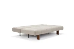 Canapé convertible en polyester beige et pied en chêne foncé 202x65cm Eilis - Innovation Living