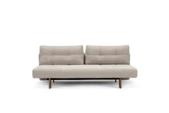 Canapé convertible en polyester beige et pied en chêne foncé 202x65cm Eilis - Innovation Living