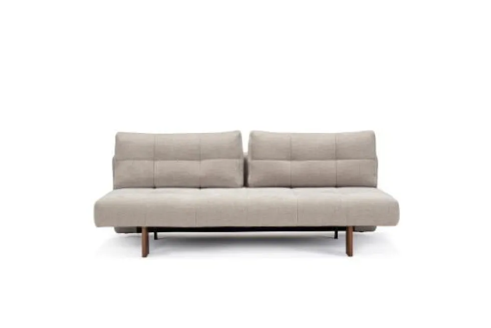 Canapé convertible en polyester beige et pied en chêne foncé 202x65cm Eilis - Innovation Living