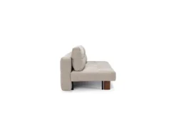 Canapé convertible en polyester beige et pied en chêne foncé 202x65cm Eilis - Innovation Living
